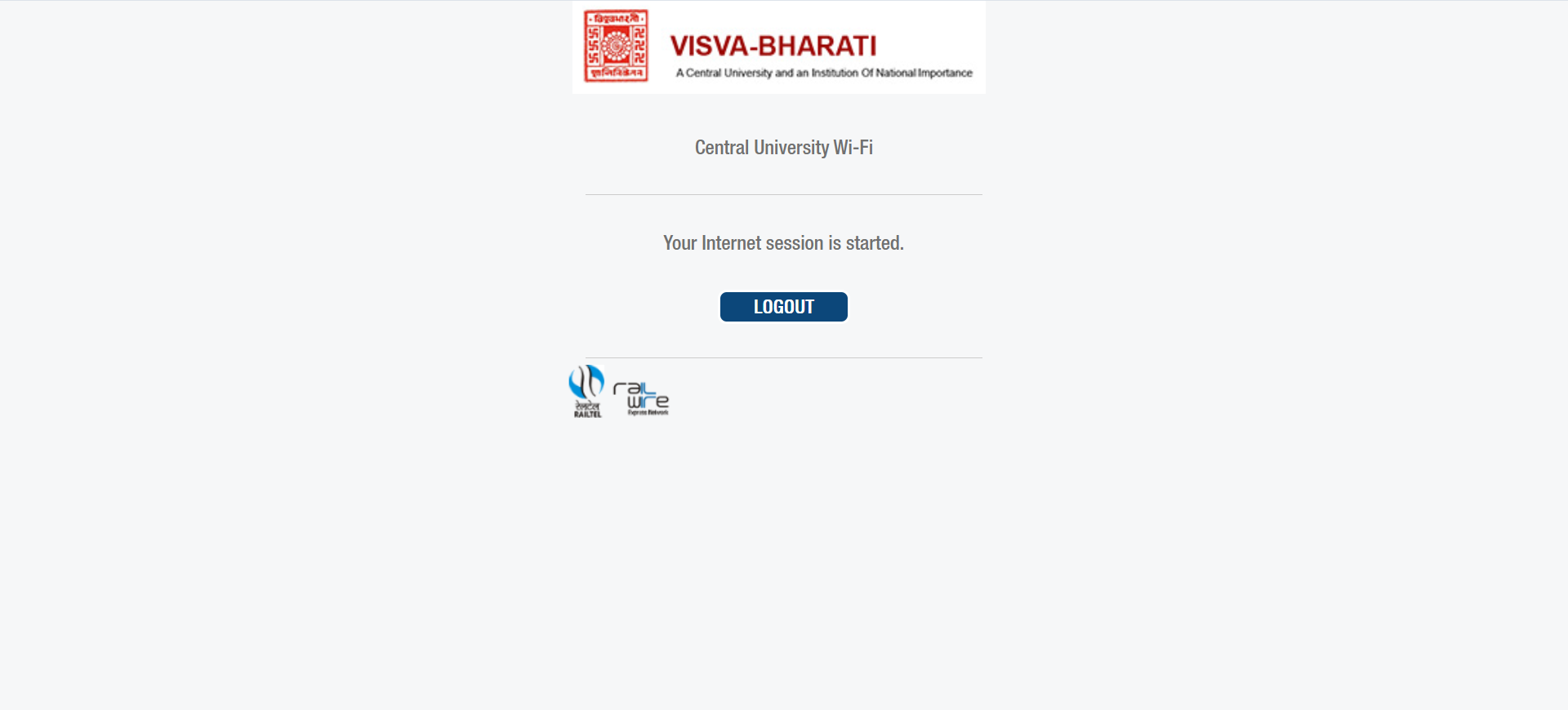 Visva-Bharati Central University MoE Wi-Fi Logout Page